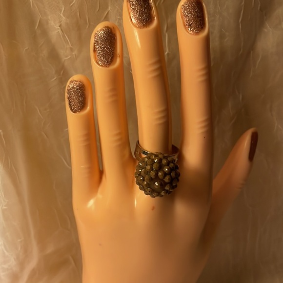 Costume ring bundle-1 is adjustable with brown cluster & acrylic pin sz 8-1/2 - Picture 6 of 15